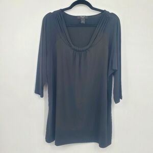 ◇ Impulse Black Drape Neck 3/4 Sleeve Top Size 3X